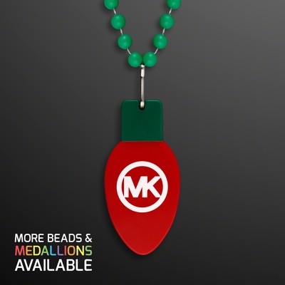 Red Bulb Medallion on Green Beads (NON-LIGHT UP) - Domestic Imprint