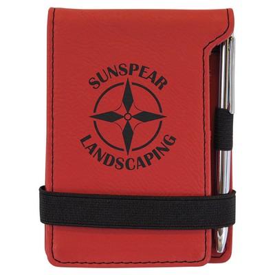 3 1/4" x 4 3/4" Red Laser Engraved Mini Notepad with Pen