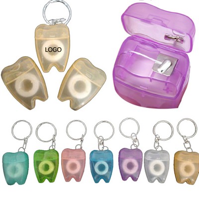 Tooth Shaped Dental Floss Dispenser w/Key ring