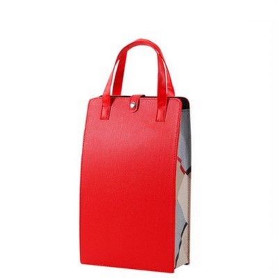 2 Pieces PU Leather Wine Gift Tote Bag