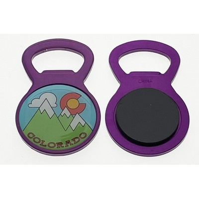 Purple Circle Bottle Opener Magnet