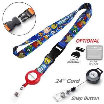 5/8" Sublimated Lanyard Badge Reel Combo w/ Buckle Release