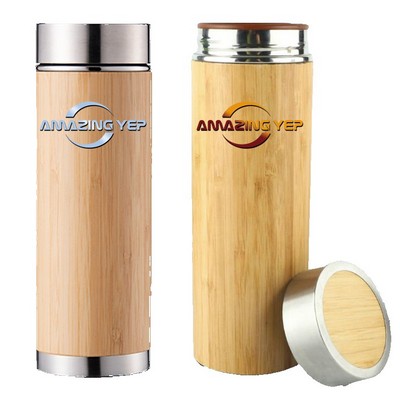 Double Layer Woodgrain Cascade Stainless Bottle 15oz.