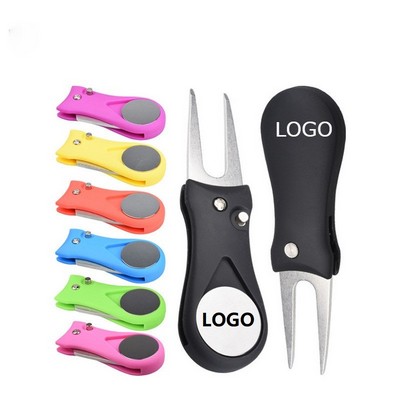 Foldable Golf Divot Repair Tool with Ball Marker