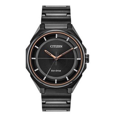 Citizen® Men's Eco-Drive® Black Stainless Steel Watch w/Black Dial