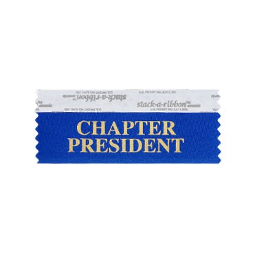 Chapter President Stk A Rbn Blue Ribbon Gold Imprint