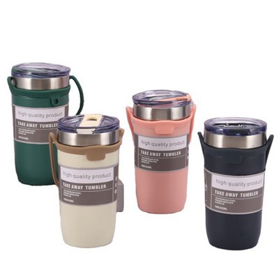 19 Oz. Vacuum Insulated Coffee Tumbler w/Silicone Strap