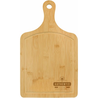 15 1/2" x 9" Bamboo Cutting Board Paddle Shape with Drip Ring