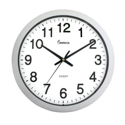 Impecca 14 Inch Sweep Movement Wall Clock Silver