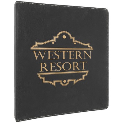 Black-Gold 3-Ring Binder, Laserable Leatherette, 10-1/2" x 11-1/2"