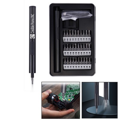 Rechargeable Electric Mini Screwdriver Pen Set with 30 Bits with LED Lights Handy Repair Tool