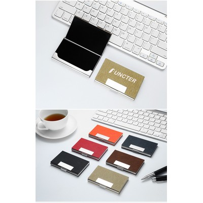 Business Card Cases PU Leather Name Card Holders Stainless Steel Multi Card Holders for Men Women