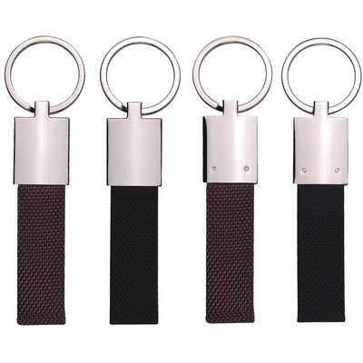 Canvas Metal Key Chain in Shiny Nickel Finish