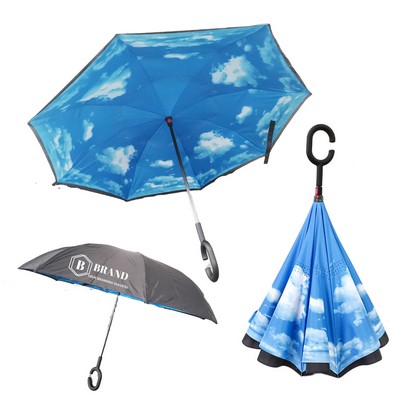 Sublimation Blue Sky Inverted Reverse Umbrella