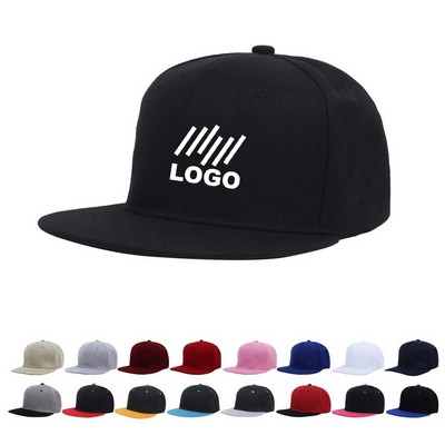 Men Flat Bill Black Adjustable Baseball Cap