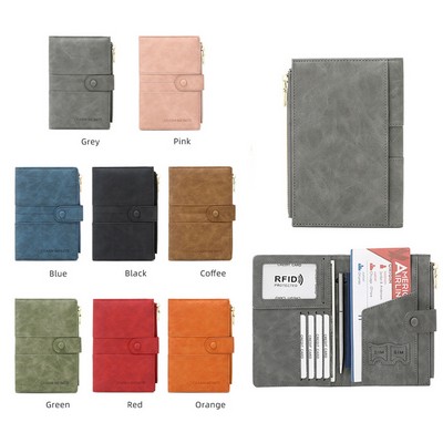 Wallet RFID Blocking PU leather Case Cover Multifunctional Travel Passport Bag