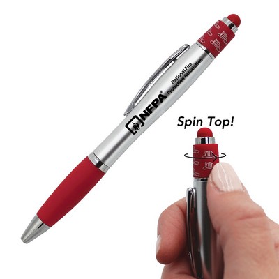 Fire Spin Top Pen w/Stylus Tip