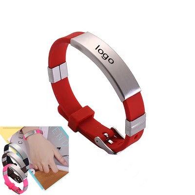 Silicone Wristband Metal Bracelet