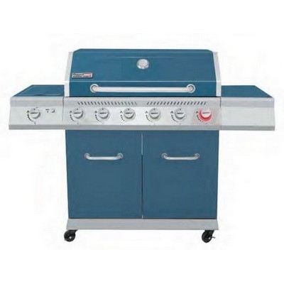 Keg Products Blue 6-Burner Gas Grill w/Double-Layer Lid