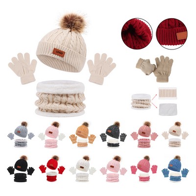 Winter Beanie Hat Scarf Gloves Set