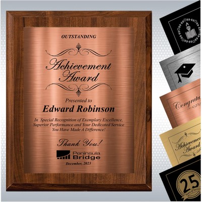 10.5 x 13" Cherry Finish Wood Excellence Plaque , Employee Recognition Gift Award