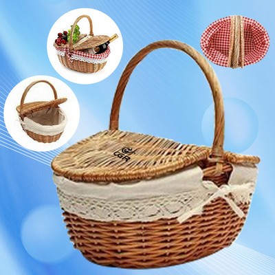 Handwoven Willow Picnic Hamper Basket