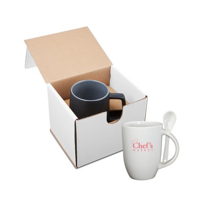 12 oz. Dapper Ceramic Mug with Spoon in Individual Mailer. Please refer to primeline.com for kit dec