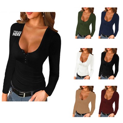 V Neck Long Sleeve Shirt