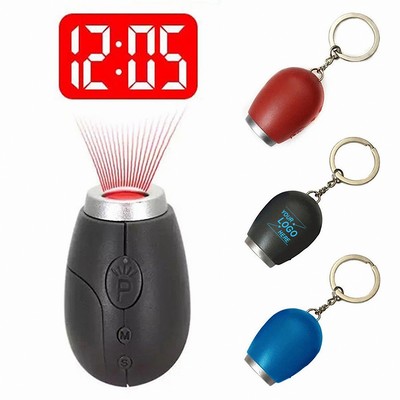 Mini LED Projection Clock Keychain