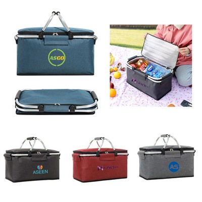 Foldable Insulated Cooler Bag Picnic Basket