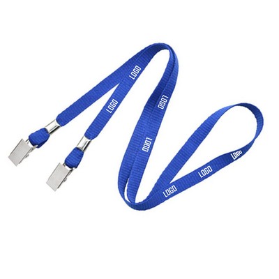 3/4" Open Ended Lanyard with Two Bulldog Clips