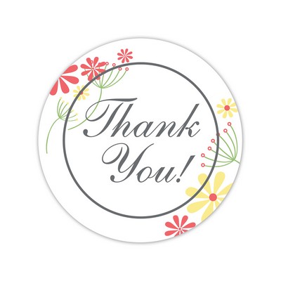 Stock Sticker Circle preprinted with "Thank you!" (1 1/2" diameter)