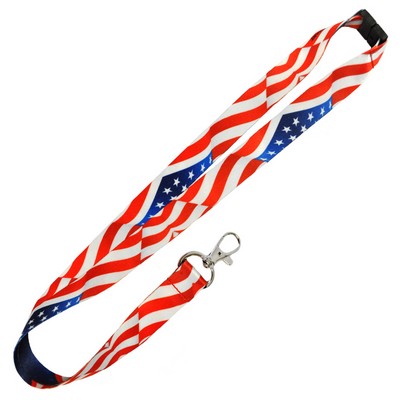 Waving American Flag Lanyard