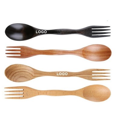 2-in-1 Wooden Cutlery Spoon & Fork