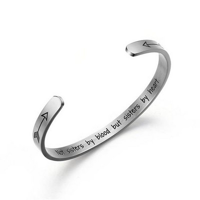 Steel Open Bracelet with Gift Box - Silver