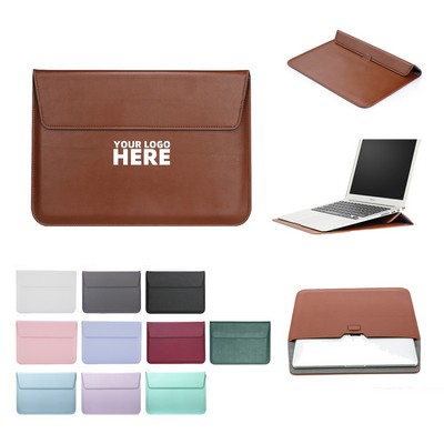 Laptop PU Leather Sleeve Case With Stand