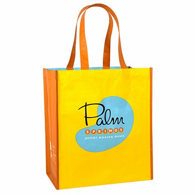 Custom Full-Color 145g Laminated RPET (recycled from plastic bottles) Shopping Bag 13"x15"x8"