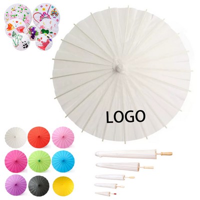 DIY Blank Paper Umbrella With Wooden Handle