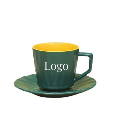 8 oz European Ceramic Mug With Tray