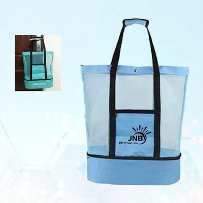 Beach Mesh Tote with Built-In Cooler