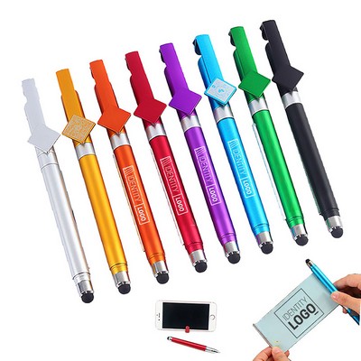 4 In 1 Pull-Out Paper Ballpoint Pen With Stylus Phone Stand