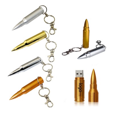 32GB Bullet Shape USB Flash Drive With Keychain