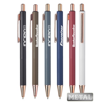 Union Printed - Ridge Metal Pens with Rose Gold Trims