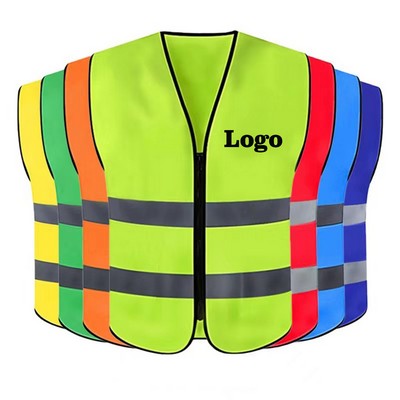 Reflective Safety Vests w/Pockets & Zipper