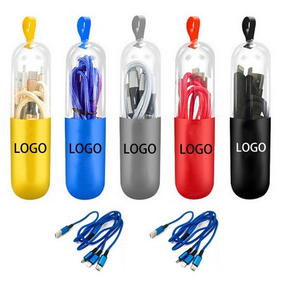 3 in 1 Nylon Braided Data Cable w/Carrying Case