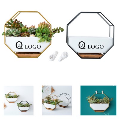 Octagon Wall Hanging Ceramic Planter