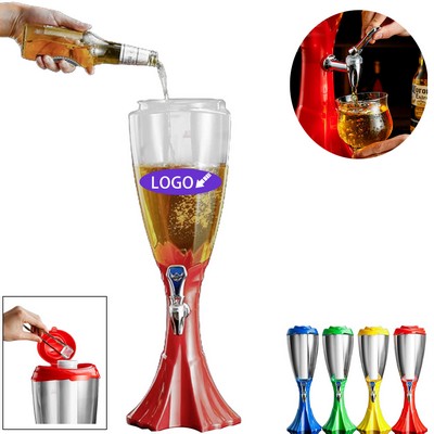 3L Beverage Tower Beer Dispenser With Ice Tube And Spigot