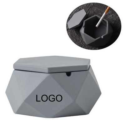 Cement Ashtray with Lid