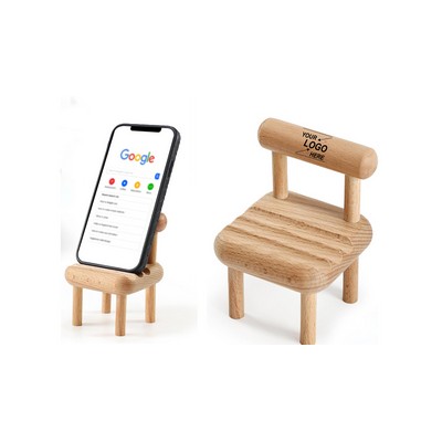 Cute Wooden Mini Chair Phone Stand for Desk