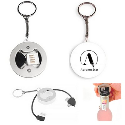 Bottle Opener Key-Chain With 3-In-1 Charging Buddy